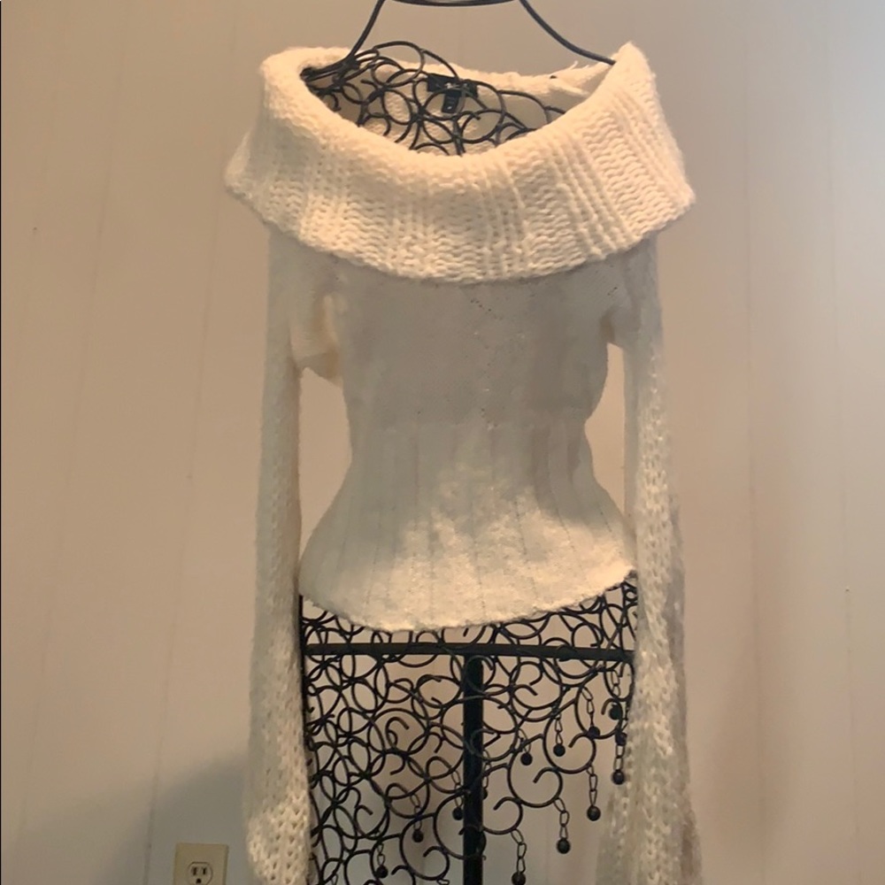 Off shoulder cream sweater